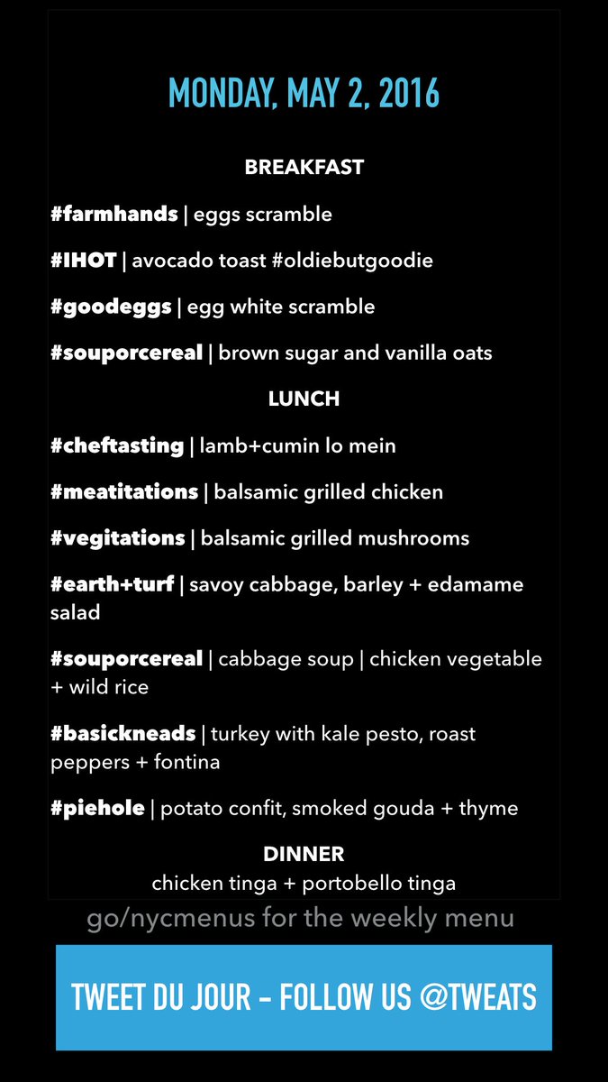 tweats's tweet image. Happy Monday!!! #releasethemenu