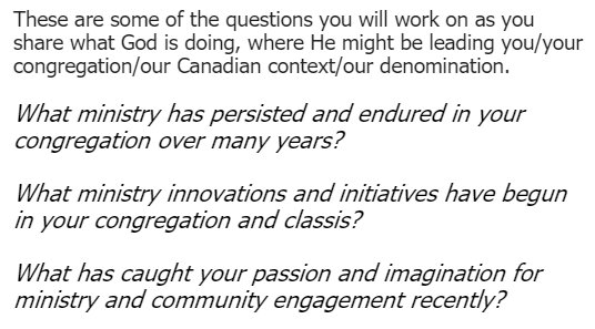 ClassisLS's tweet image. The @CRCNA Canadian National Gathering is this weekend. Here's the questions the classis reps were sent to prep.