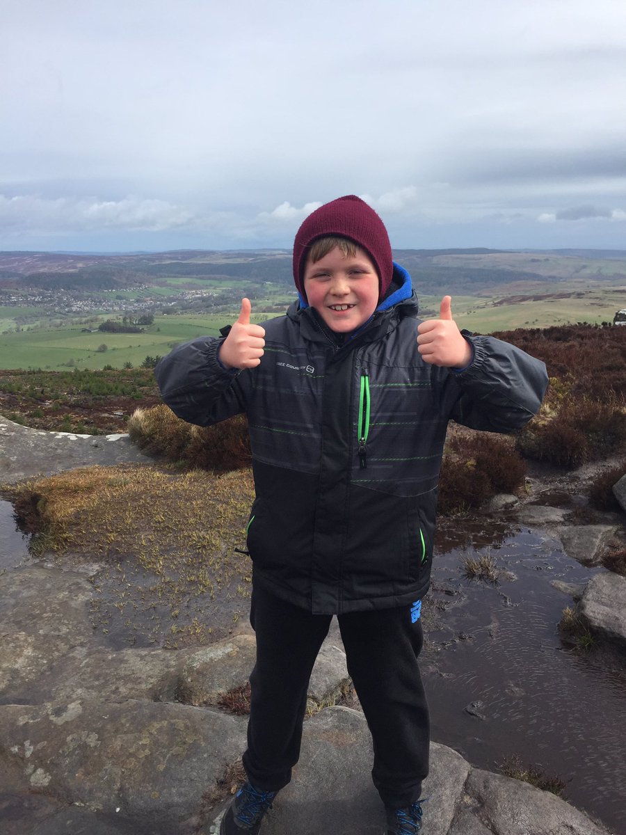 BetsLucy's tweet photo. Harvey enjoying his bank holiday climbing Simonside hills @washingwellsch #coldwindrain https://t.co/3AowYiP5yV