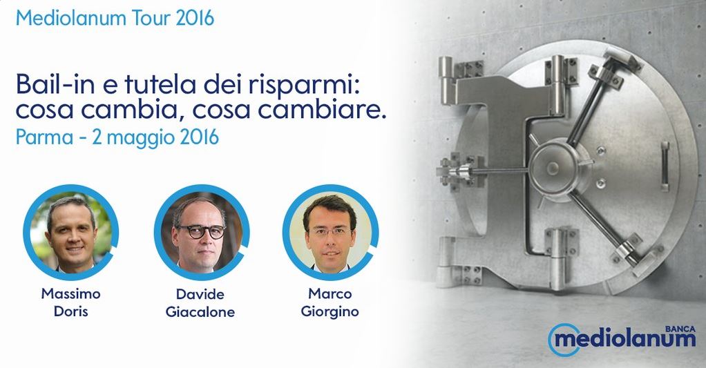 PressMediolanum's tweet photo. Massimo Doris, @DavideGiac e @marco_giorgino parlano di bail-in. Oggi alle 19.00, Auditorium Paganini #Parma https://t.co/2tL54tGcyS