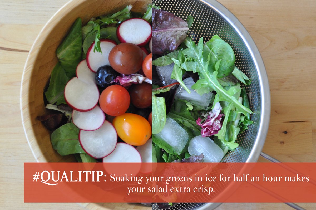 Qualifirst's tweet photo. Treat your salad to an ice bath. #QualiTip #CookingHacks #LifeHacks https://t.co/OZUYI2WJtW