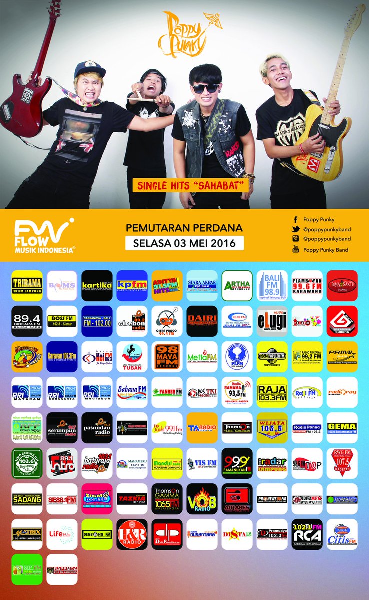 Putra_Archadea's tweet photo. Besok giliran @PoppyPunkyBand single Sahabat at @TriramaLamTim  | @flowmusic_ind cc @rendy_promotion https://t.co/C3wd5tyzBS