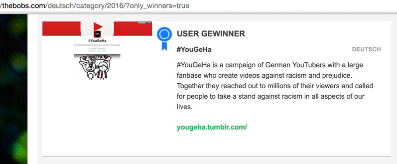 franzikempis's tweet photo. Hurrah für #YouGeHa & #YouGeHa2016! Gewonnen! Und zwar bei den #thebobs16! https://t.co/537MtlRXVI