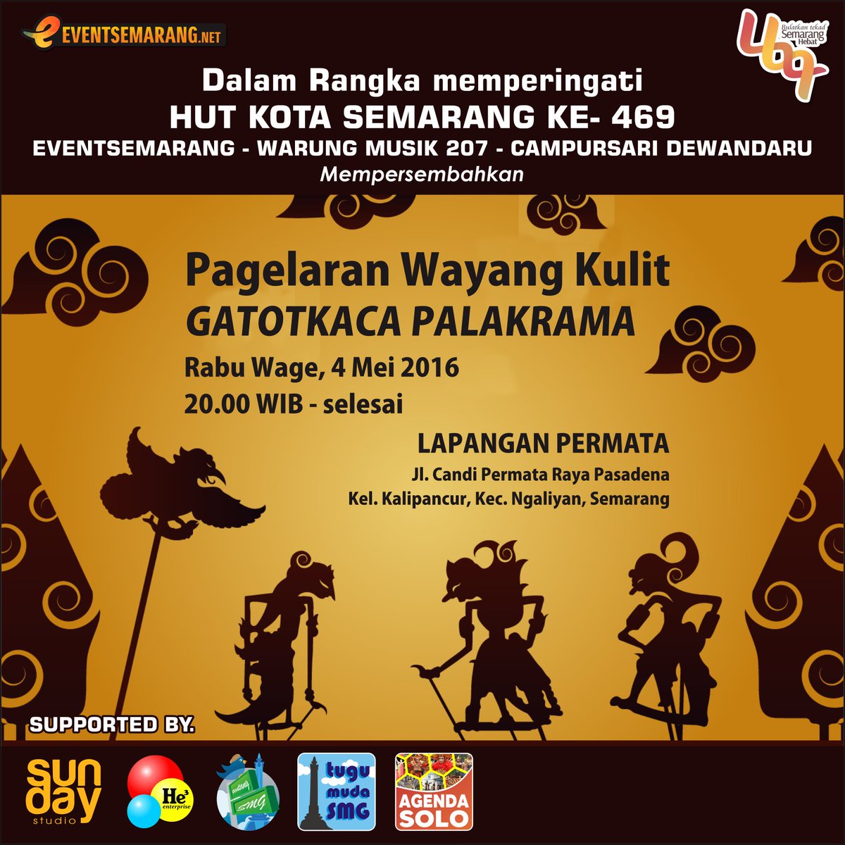 EventSemarang's tweet photo. #HUTSMG469 Pagelaran Wayang Kulit "Gatotkaca Palakrama" | 4 Mei 2016 | Lap Permata Pasadena #Semarang https://t.co/tlNjzctbpi