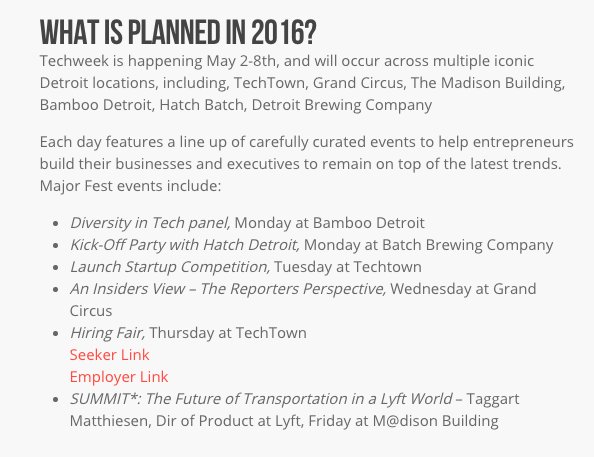alexabahou's tweet photo. Happy #TechWeekDetroit! Excited to chat on the reporters panel Wednesday at @GrandCircusCo! https://t.co/Xaht5aWHVv