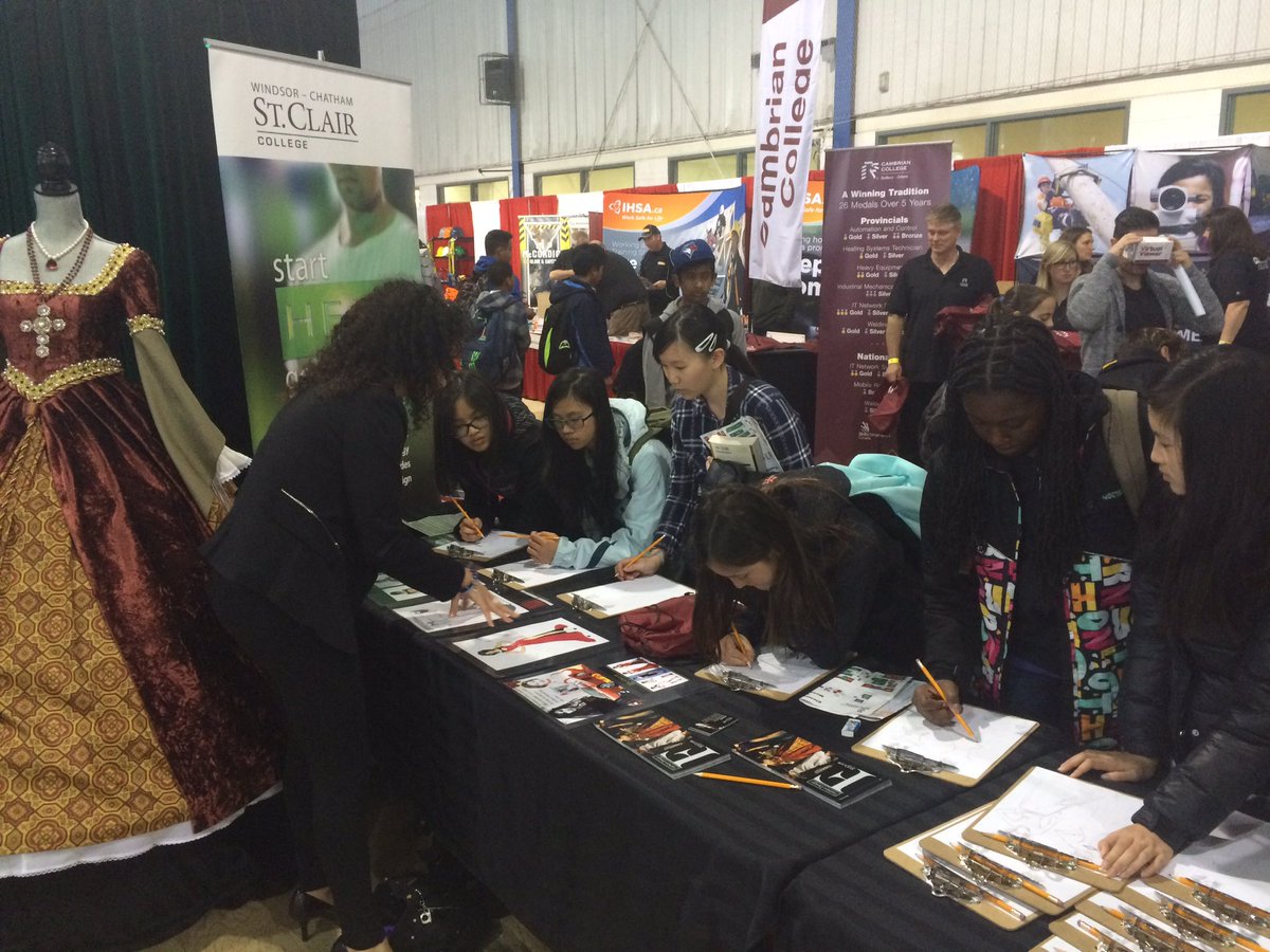 StClairVisitsU's tweet photo. Students are learning the basics in technical design @StClairCollege booth at #OTSC2016 #StClairCES2016 https://t.co/jL1DwAAB0V