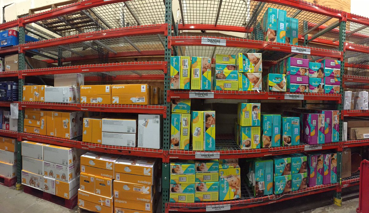 katiebaert's tweet image. T0278's backroom is looking sharp! Cat/dog food separated, diapers by brand and  chemicals is in the steel!