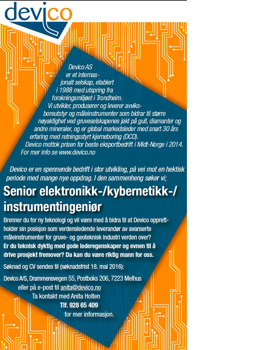 DevicoAS's tweet photo. Devico looking for Senior electronic, R&amp;D and instrumentation: Søknad og CV sendes til 18. mai 2016 anita@devico.no https://t.co/BU9CY0DsDd