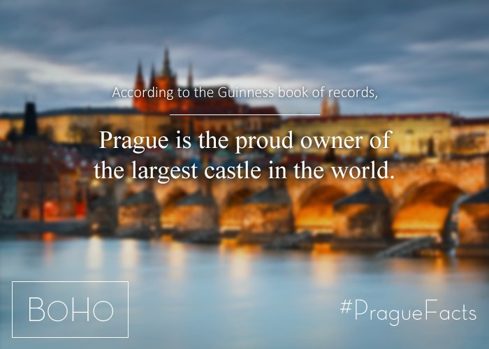 BoHo_Hotel's tweet photo. #PragueFacts #Prague is the owner of the largest castle in the world, dating back to the 9th cent., it spans 18acres https://t.co/znQ4zGi8oI