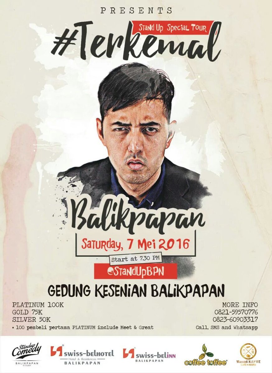 KemaliciousBPN's tweet photo. Nih gaess tinggal 5 hari lagi Tour #TerkemalBPN buruan beli tiketnya ke @StandUpBPN cc @kemalpalevi https://t.co/hkA7H7sDao