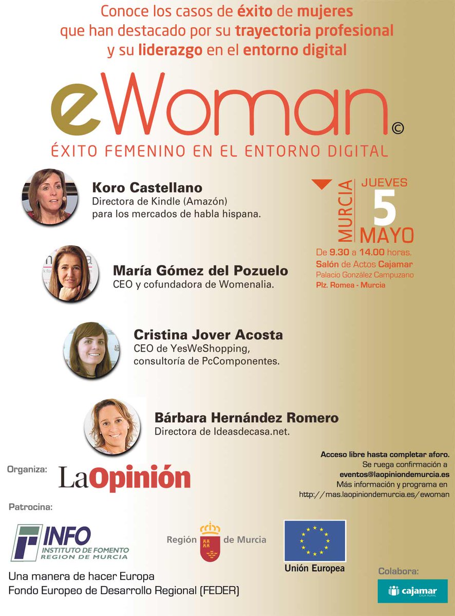 UCAM_ITM's tweet photo. 5 de Mayo: "eWoman", de la mano de @diariolaopinion , #emprendimiento, #liderazgo, #digitalización https://t.co/f3qlAOYaCt