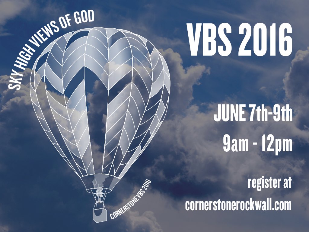 csrockwall's tweet photo. Sky High Views of God: VBS 2016! #OnlineRegistration #VBS #HighViewOfGod https://t.co/4C43EY5Ago