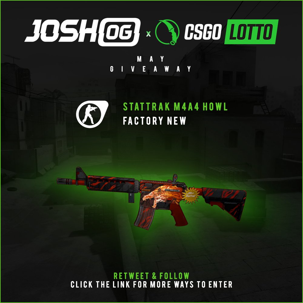JoshOG's tweet image. Time for another sick giveaway!

ST FN M4A4 Howl courtesy of @CSGOLotto!

RT+FOLLOW+ENTER: bit.ly/HowlOG