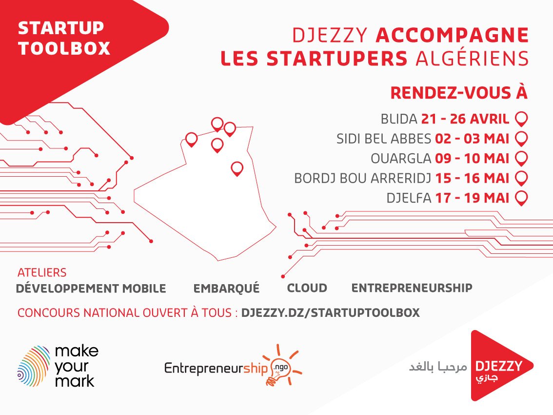 djezzy's tweet photo. #Djezzy vous accompagne dans la #StartUpToolbox aujourd'hui et demain à #SidiBelAbbes: https://t.co/gdoDOyqMAw https://t.co/zxaXAg6cz4