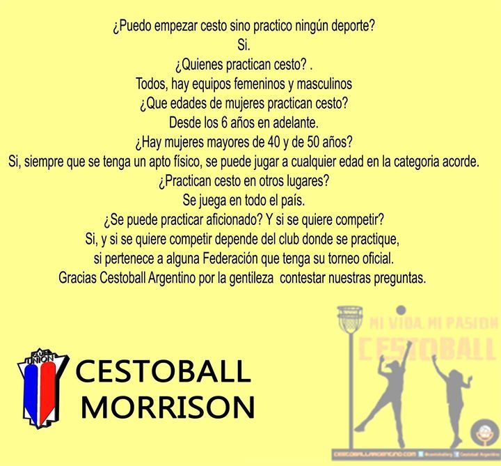 Gracias Cestoball Argentino por la gentileza de contestar nuestras preguntas! #cestomorrison