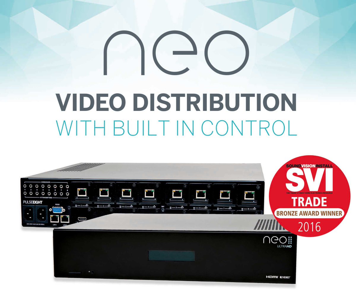 pulse_eight's tweet photo. We are proud to announce that our neo:8 Modular Matrix has won bronze in SVI's Best Video Distribution Award. https://t.co/s6FLMR2FTT