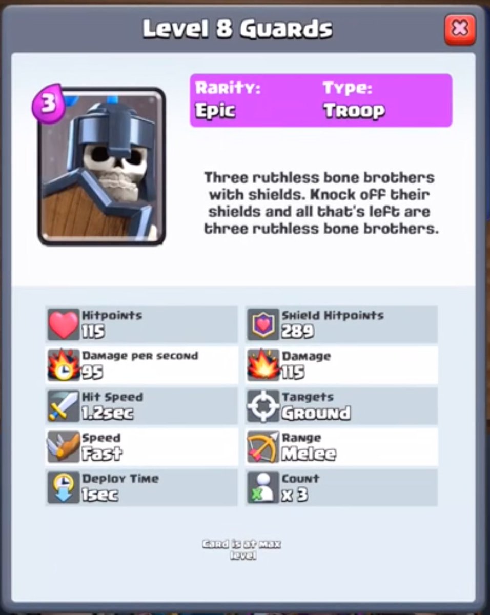 HouseofClashers's tweet photo. Guards: as barbarians, they can split. As the Dark Prince, they have a shield that must be knock out. #royaleupdate https://t.co/SSU2YNwtzP