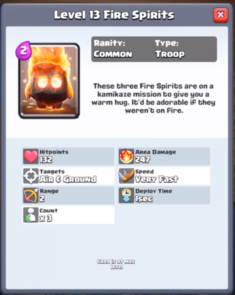 HouseofClashers's tweet photo. Fire Spirits: my favorite new troop, they are kamikaze fireballs that makes splash damage! #royaleupdate https://t.co/wKo9zzNk0T