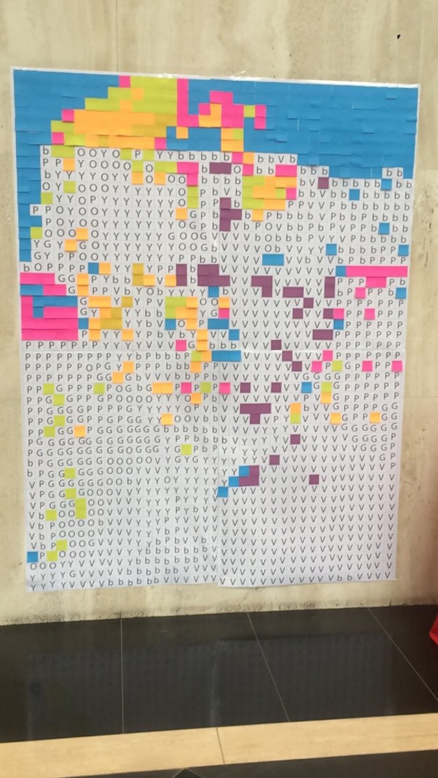 LetsGoArts_org's tweet photo. Today's Workplace Campaign #artsbreak: post-it note art at 280 Trumbull. Can you guess what the image will be? https://t.co/fDRxXUGMy4