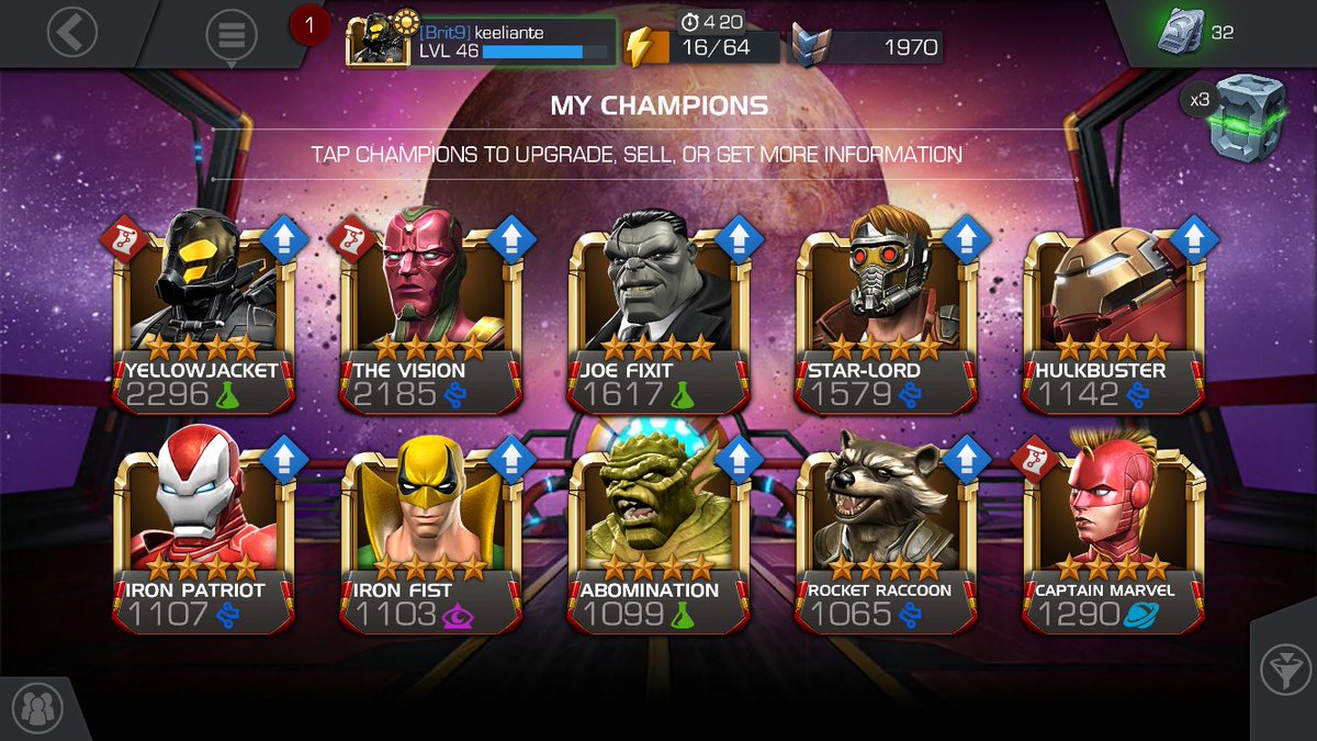 keeliante's tweet photo. 4 stars -2 lvl 3 30/30. 2 lvl 2 20/20. The rest lvl 1 10/10. Working on Cap Marvel lvl 2 12/20 https://t.co/9isdGNdmBv