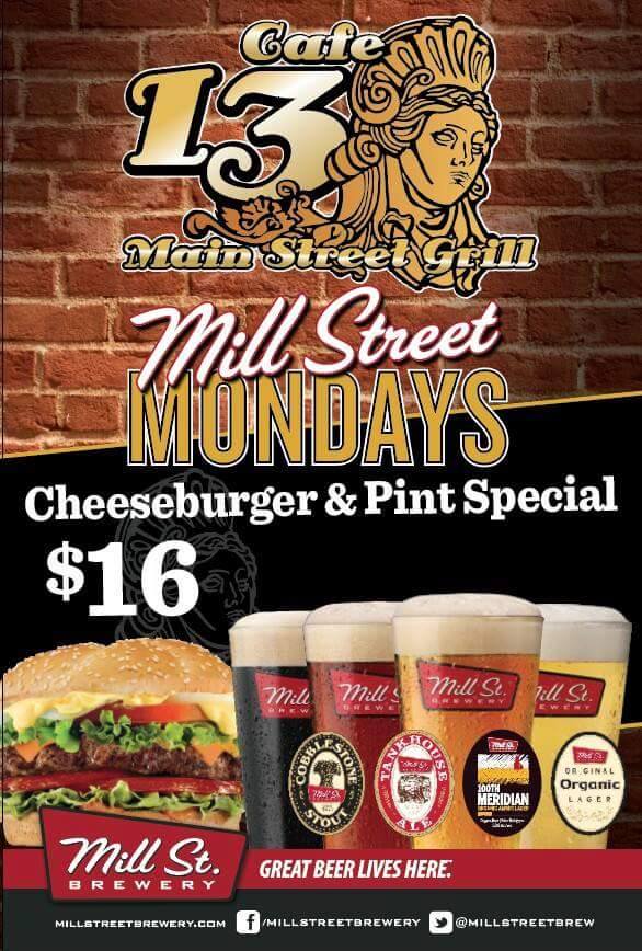Cafe13MainSt's tweet photo. Don't forget @MillStreetBrew Mondays! #Burgernight #cbridge #craftbeer https://t.co/BBsZCePSaw