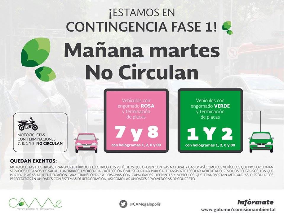 En_elDF's tweet photo. Mañana habrá doble hoy no circula vecinos. https://t.co/xu29tZK4rG