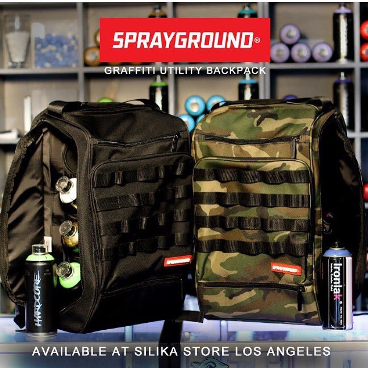 SilikaLife's tweet photo. @Sprayground backpacks including the graffiti utility backpack available at the LA store #Sprayground #silikastore https://t.co/D4xeBxpY7s