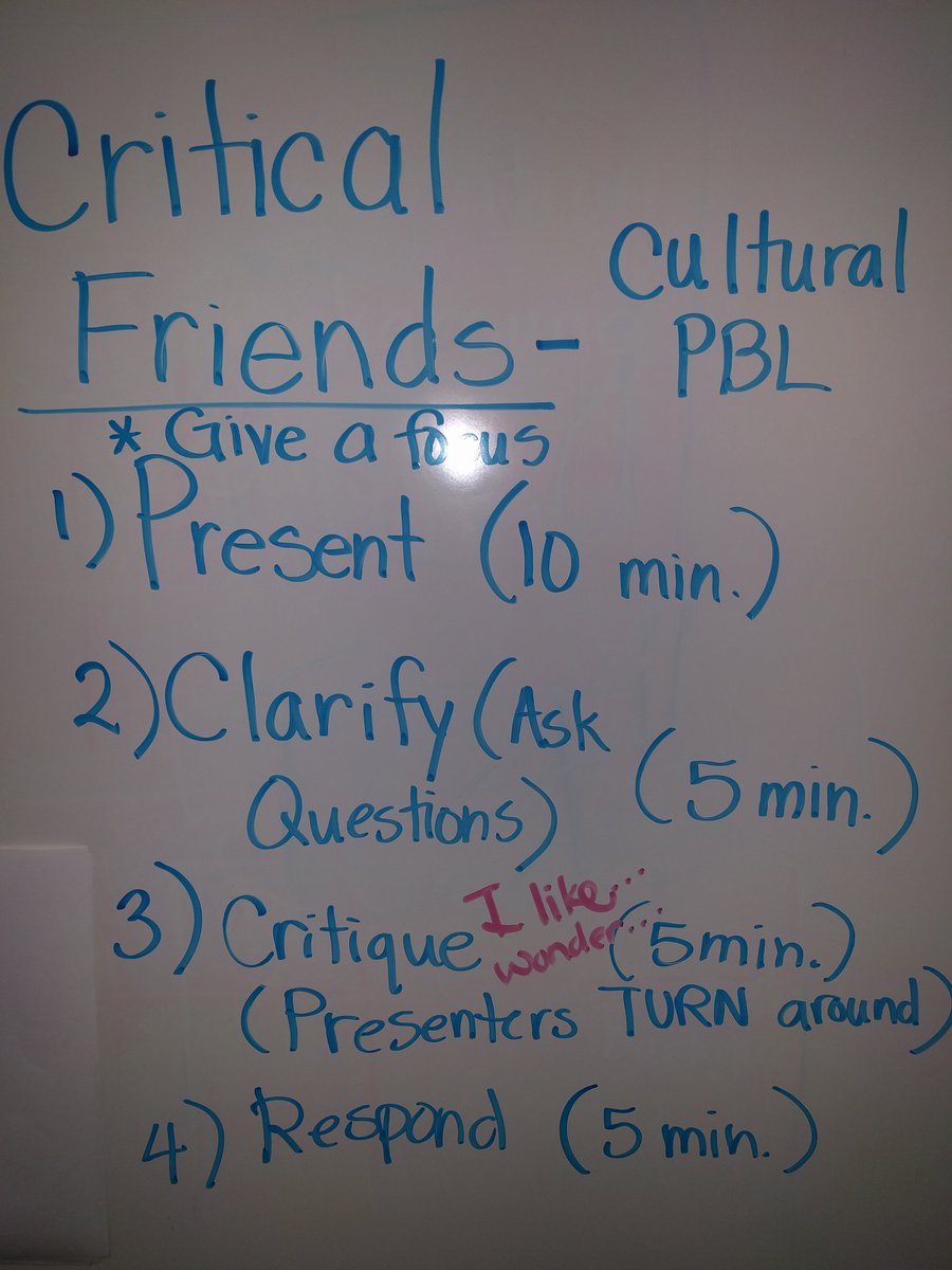 RoomA103atClark's tweet photo. Using Critical Friends to give feedback on our PBL presentations! #criticalfriends #PBL https://t.co/0dwZ2HFhCZ