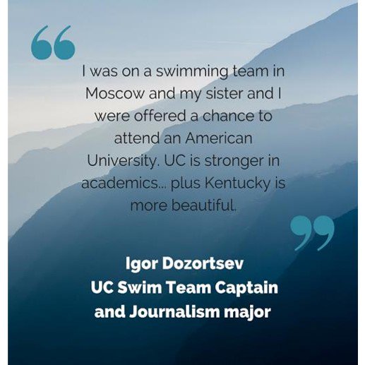 UCCommDept's tweet photo. Check out why Comm Dept. student Igor Dozortsev chose UC over 6,200 miles away from home. #UCInternational #WhyUC https://t.co/B8Nqcnf0g5