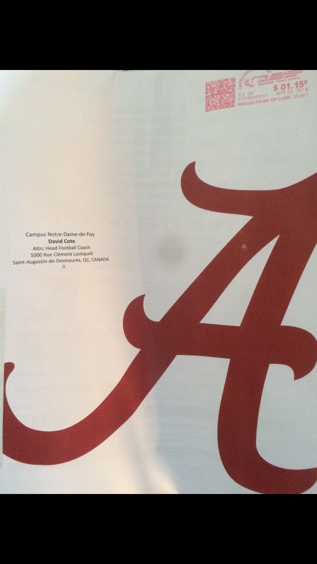 david_cote19's tweet photo. I'm proud to have the opportunity to show my talent at @AlabamaFTBL kicking camp this Summer https://t.co/EiuypgjFBC