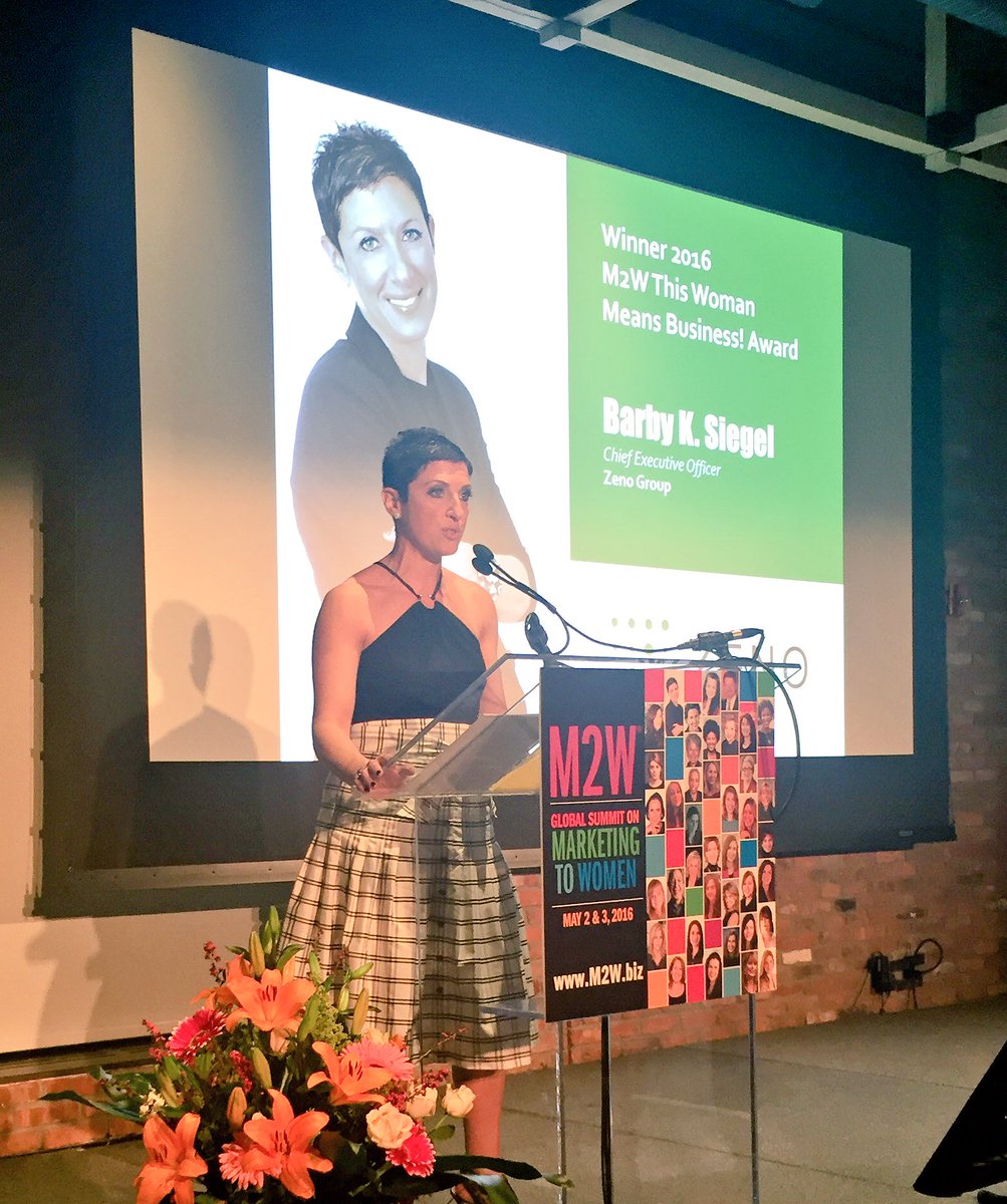 zenogroup's tweet photo. Our #fearless leader Barby K. Siegel accepts the This Woman Means Business Award at the #M2W Conference #zenogram https://t.co/7zangpyhu8