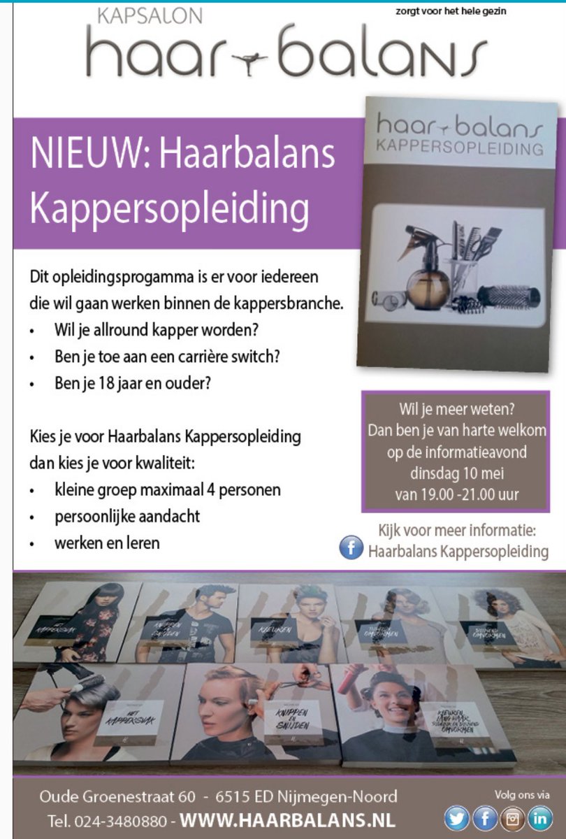 Haarbalans's tweet photo. #kwaliteit #kappersopleiding #haarbalans #hairlevel #werkenenleren #informatieavond https://t.co/Pn7PjbE2eL