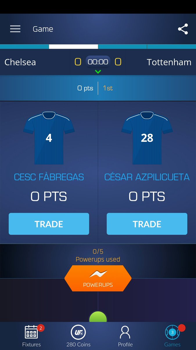 CrosbieJosh's tweet photo. I just drafted Cesc Fàbregas &amp; César Azpilicueta on @UltimateFanLive for #cfc v #COYS https://t.co/OjPkfgkca5