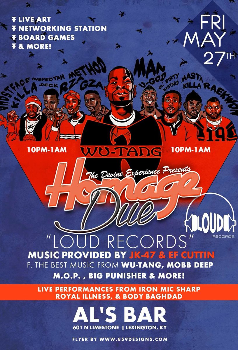 DevineCarama's tweet photo. #HomageDue: Loud Records | 5/27 @AlsBarBooking 10pm-1am | #IronMicSharp performing Live! | @JK47Around & EF Cuttin https://t.co/Wndd9S8fox