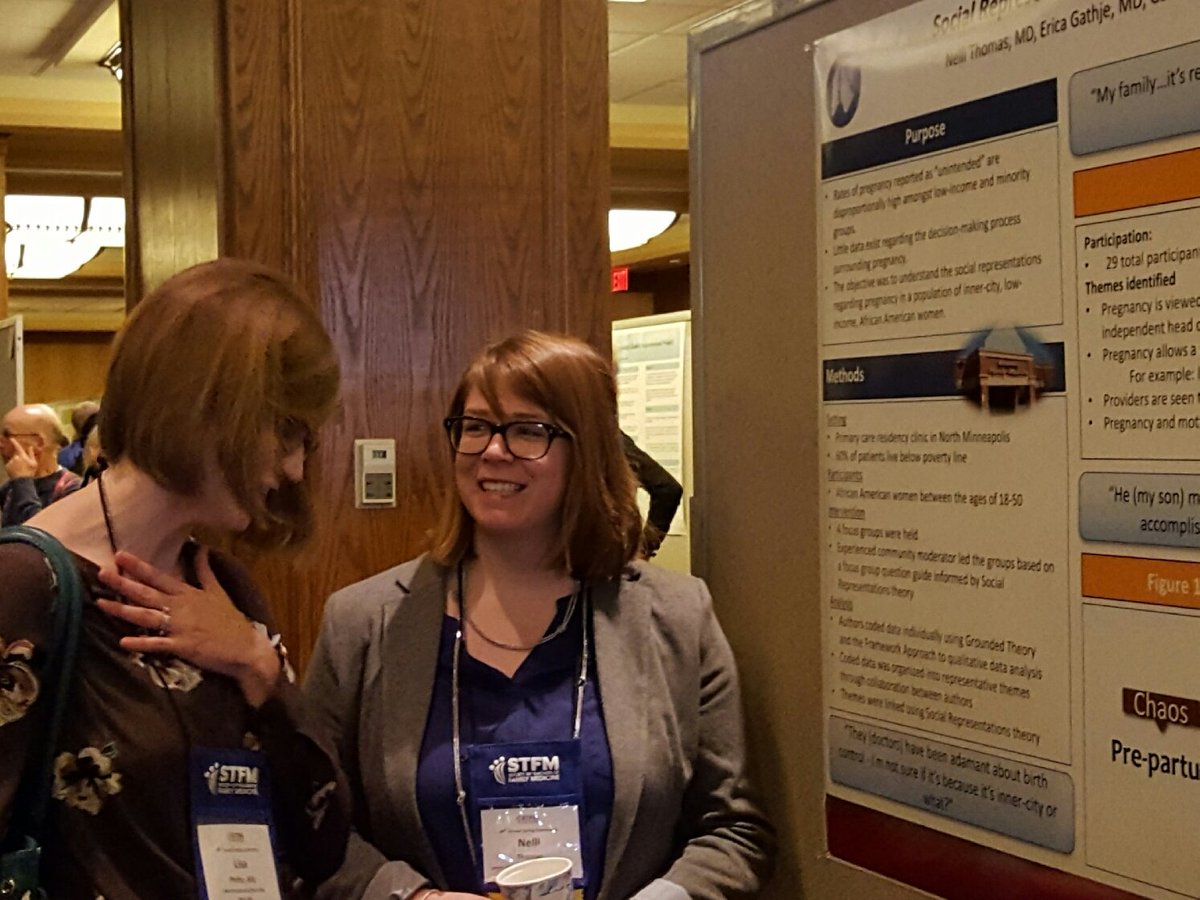 NorthFamilyMed's tweet photo. PGY2 Nelli Thomas presenting "Social Representations of Pregnancy" with PGY2 Erika Gathje (not pictured). #STFM2016 https://t.co/6ox0cpUnRf