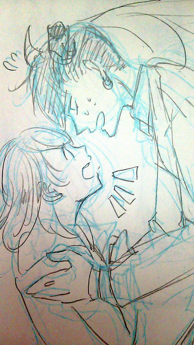 死ぬほど落書きやけど、息抜きに描いてた創作ちゃんたちがなかなか楽しい。
女の子を我がものにするが為に上級になった悪魔と我がものにされちゃった女の子
人間の姿にもなれるお約束w 