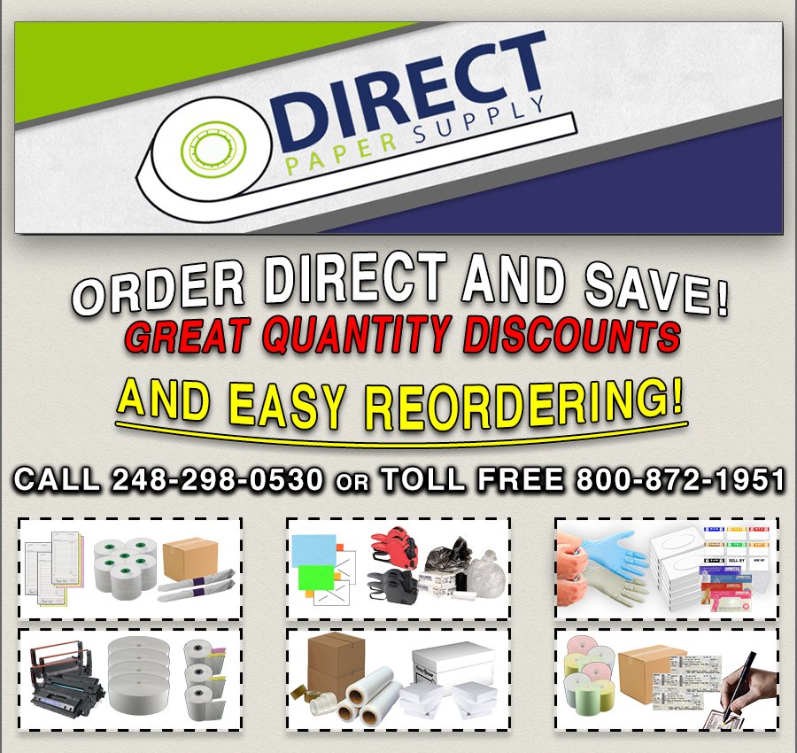 DirectPaperSupp's tweet image. ORDER SUPPLIES DIRECT &amp;amp; SAVE
Receipt Paper, Guest Checks, Napkin Band, Tape, Film, Gloves, +
DirectPaperSupply.com