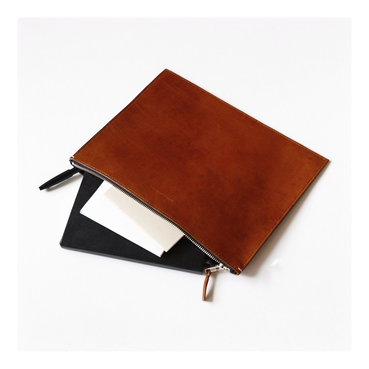 Our new Document Pouch in Cognac Essex is great for pens, notebooks and an iPad. Shop here: hrvygoods.com/product/cognac…