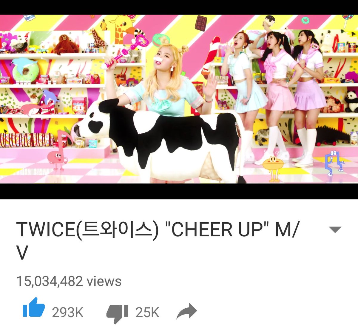 Koreaboo's tweet photo. Congratulations to TWICE for hitting 15 million views for "Cheer Up" 😶💪😙 #TWICE #CHEERUP #샤샤샤 https://t.co/OvfxrDSqTl