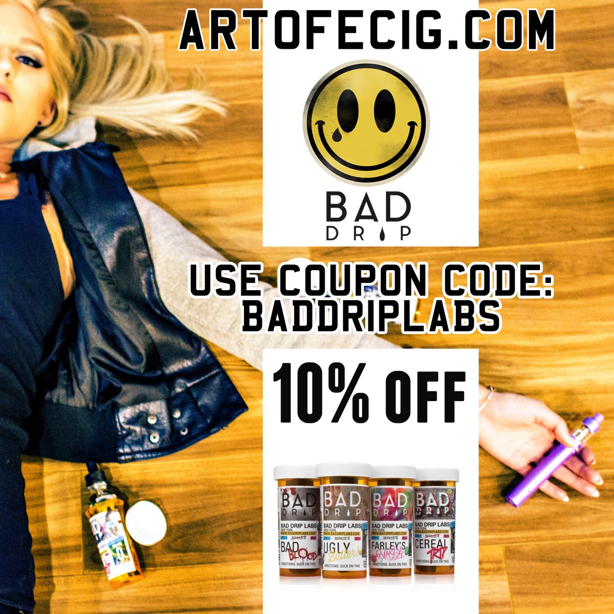 Visit artofecig.com 
Use Coupon Code: "Baddriplabs" &amp; receive 10% off top E-liquids.