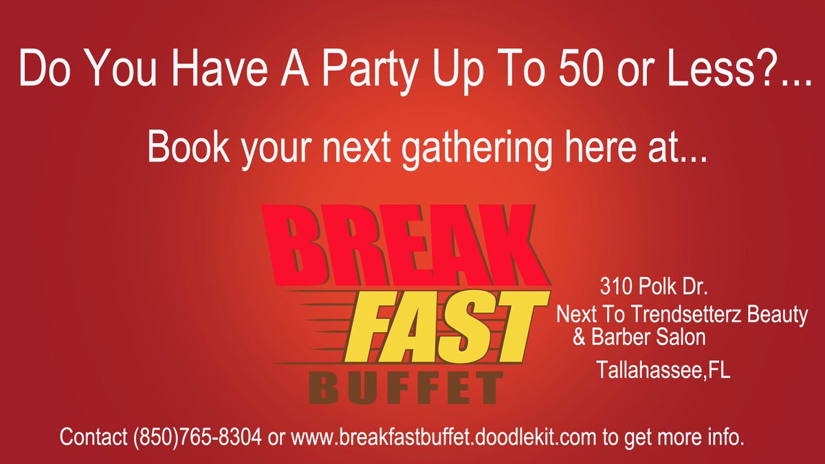 Anu_Taste's tweet photo. @break__fast Buffet​!
LOCATED,310 POLK DR.next 2 Trendsetterz Beauty&amp;Barber Salon!
#flaggler #rickardshigh #leonhigh https://t.co/1F8C51BtHG
