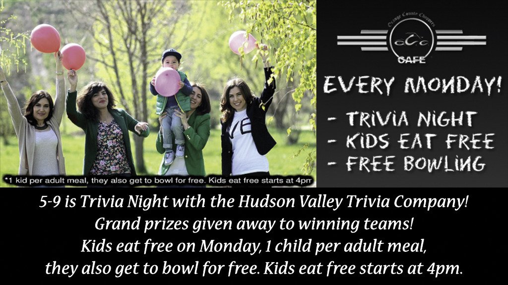OCCCafe's tweet photo. FUNDAY at the OCC Cafe! 5-9 is Trivia with PRIZES! Kids eat free and more! #family #occcafe #free #occ #kidseatfree https://t.co/ktNCewtJqo