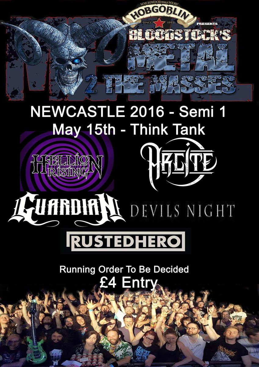Next show with <a href="/Hellion_Rising/">Hellion Rising</a> <a href="/GuardianUknemc/">Guardian</a> @rustedheroband &amp; Devils Night at @wearethinktank May 15th #arcite