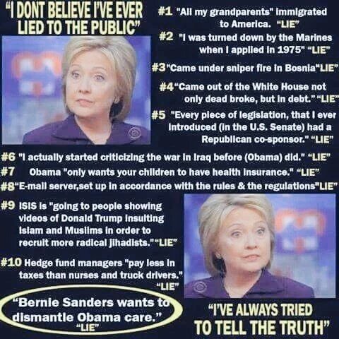 pureblood74's tweet photo. #ImWithHer she's a well known lier! But somehow you believe she's not lying this time? Do you see the stupidity? https://t.co/AcoSaYZaSE