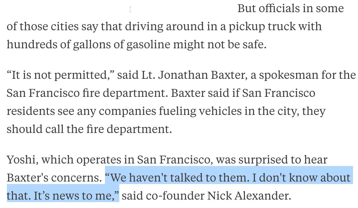 JoshConstine's tweet photo. #JerkTech returns with gas delivery startups. Yoshi didn't bother to check with SF fire dept https://t.co/RWyySgIVZg https://t.co/p1cx9soR7D