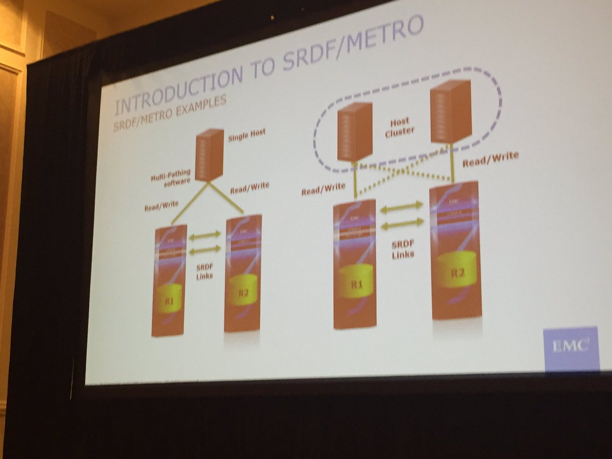 deepakvox's tweet photo. This is what we do SRDF/Metro active active storage cluster nose #EMCWORLD #emcworld2016 https://t.co/v9j0gvYhmd