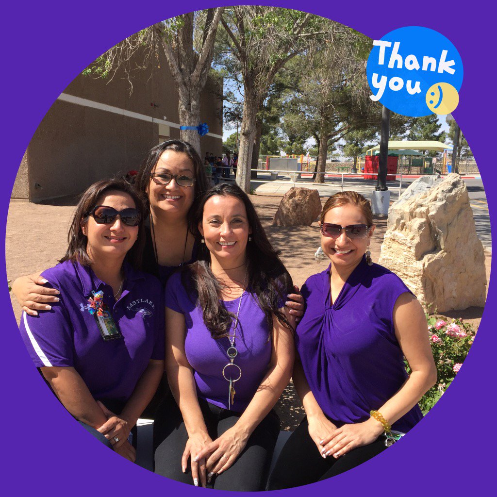 BHinojosa_EPCC's tweet photo. HHE Principal Hansen &amp; teachers  honoring our military  for their service by wearing purple. 💜💜💛💚🐝 #TeamSISD https://t.co/wXKChSqJok