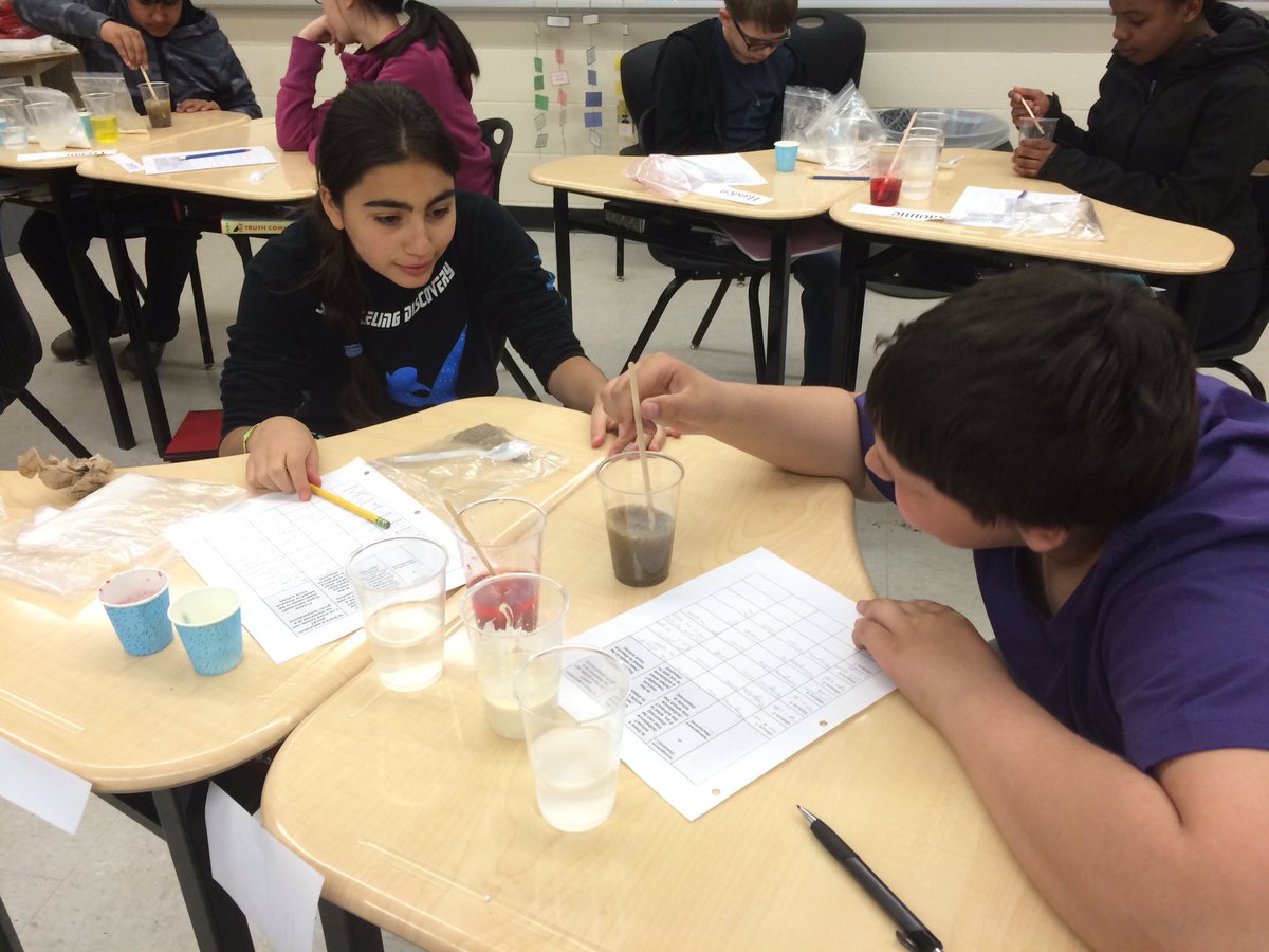Scientists in the making! Gr 7's creating mixtures and noting solubility and saturation. @hillsidehornet