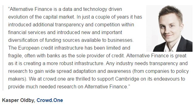 crowd_one's tweet photo. @oldby , co-founder of https://t.co/nIfegNlSFU, comments on why we have chosen to support @CambridgeAltFin https://t.co/iZCIYKomxh