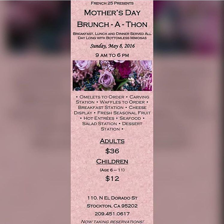 Where are you taking Mom this year? Our all day brunch-a-thon starts at 9 am! Call 209.461… ift.tt/21qTIYG